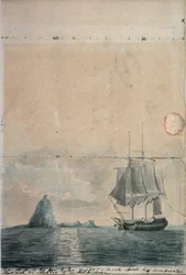 Un paisaje marino, (diseño de boceto, uno de dos)